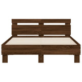 Bed frame with LED without mattress brown oak 120x200 cm