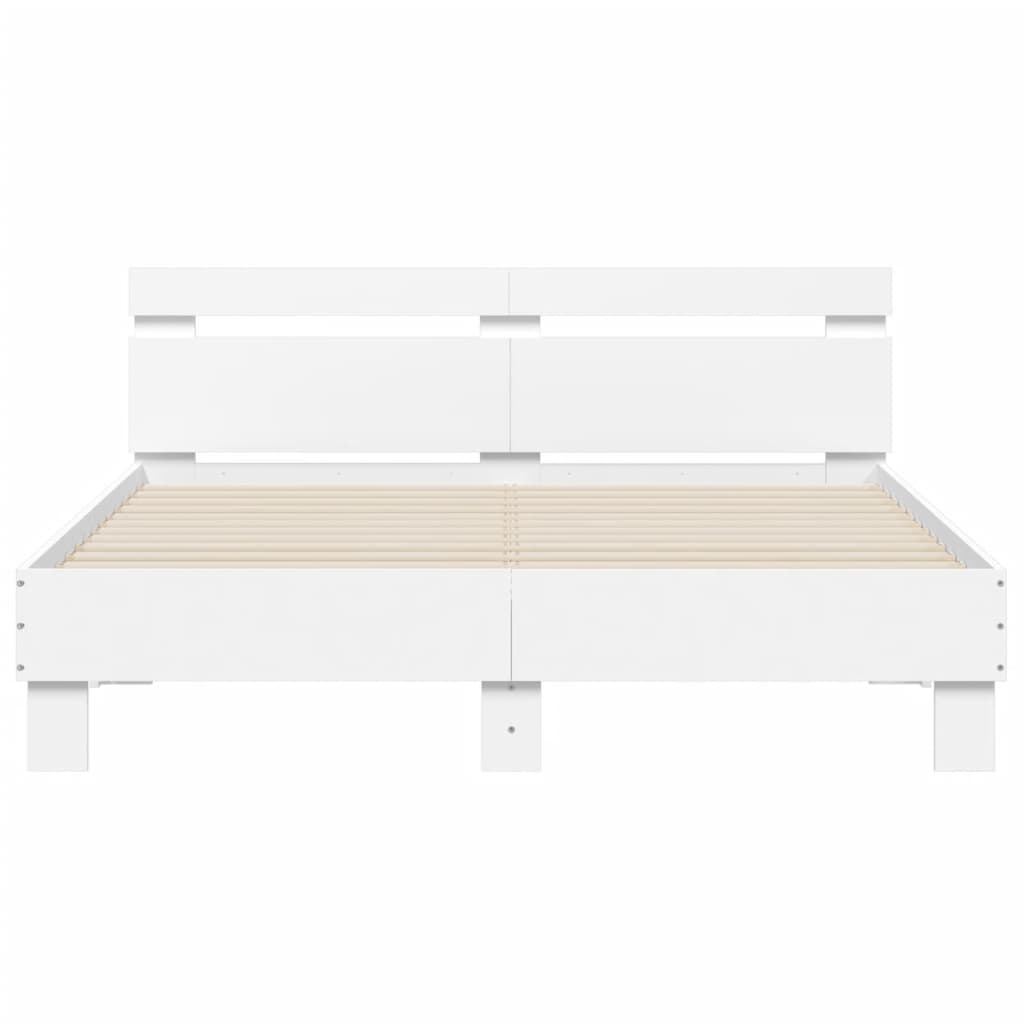 Bed frame with LED without mattress white 140x190 cm