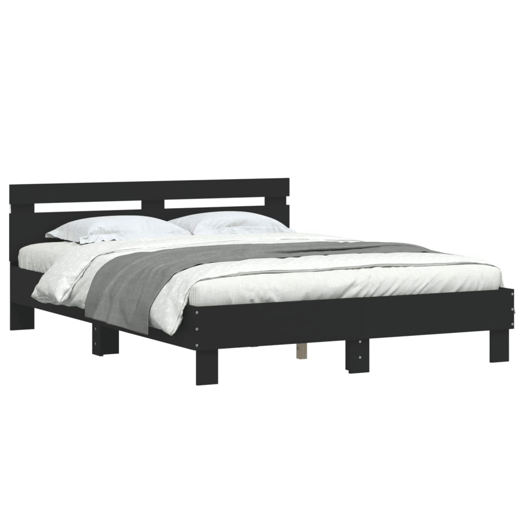 Cadre de lit avec LED sans matelas noir 140x190 cm