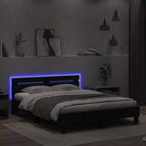 Cadre de lit avec LED sans matelas noir 140x190 cm