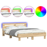 Cadre de lit avec LED sans matelas chêne sonoma 140x190 cm