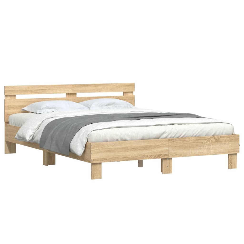 Cadre de lit avec LED sans matelas chêne sonoma 140x190 cm