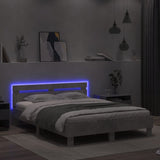 Cadre de lit avec LED sans matelas gris béton 140x190 cm