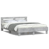 Cadre de lit avec LED sans matelas gris béton 140x190 cm