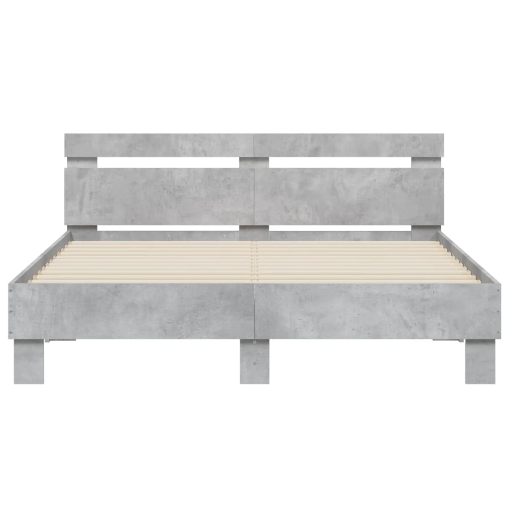 Cadre de lit avec LED sans matelas gris béton 140x190 cm