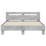 Cadre de lit avec LED sans matelas gris béton 140x190 cm