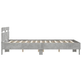 Cadre de lit avec LED sans matelas gris béton 140x190 cm