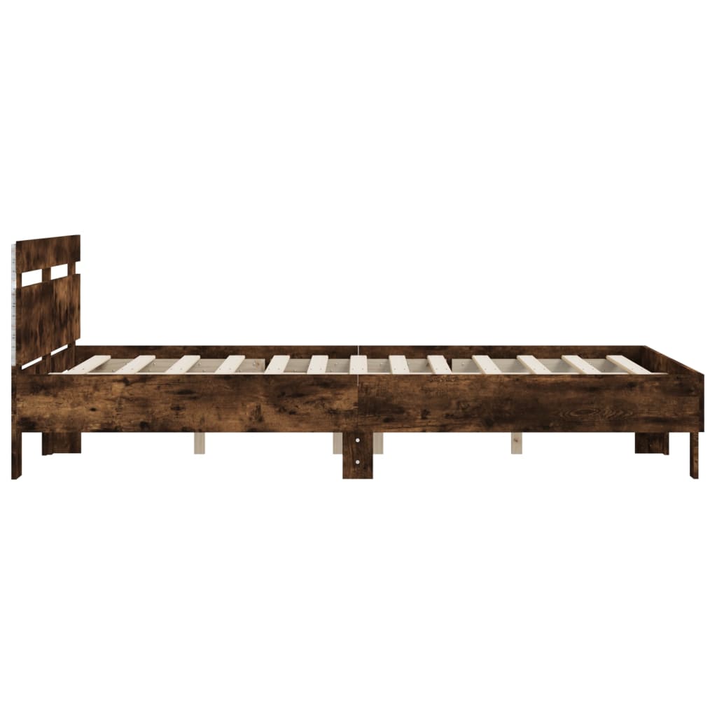 Cadre de lit avec LED sans matelas chêne fumé 140x190 cm