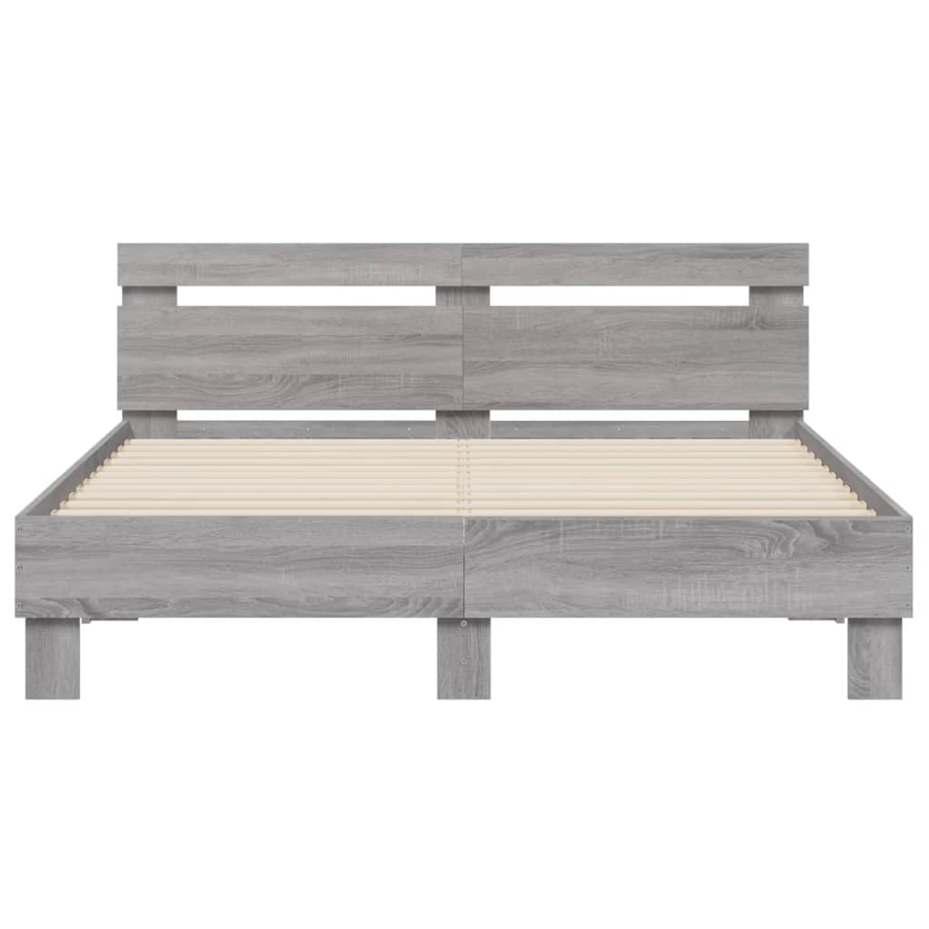 Cadre de lit avec LED sans matelas sonoma gris 140x190 cm