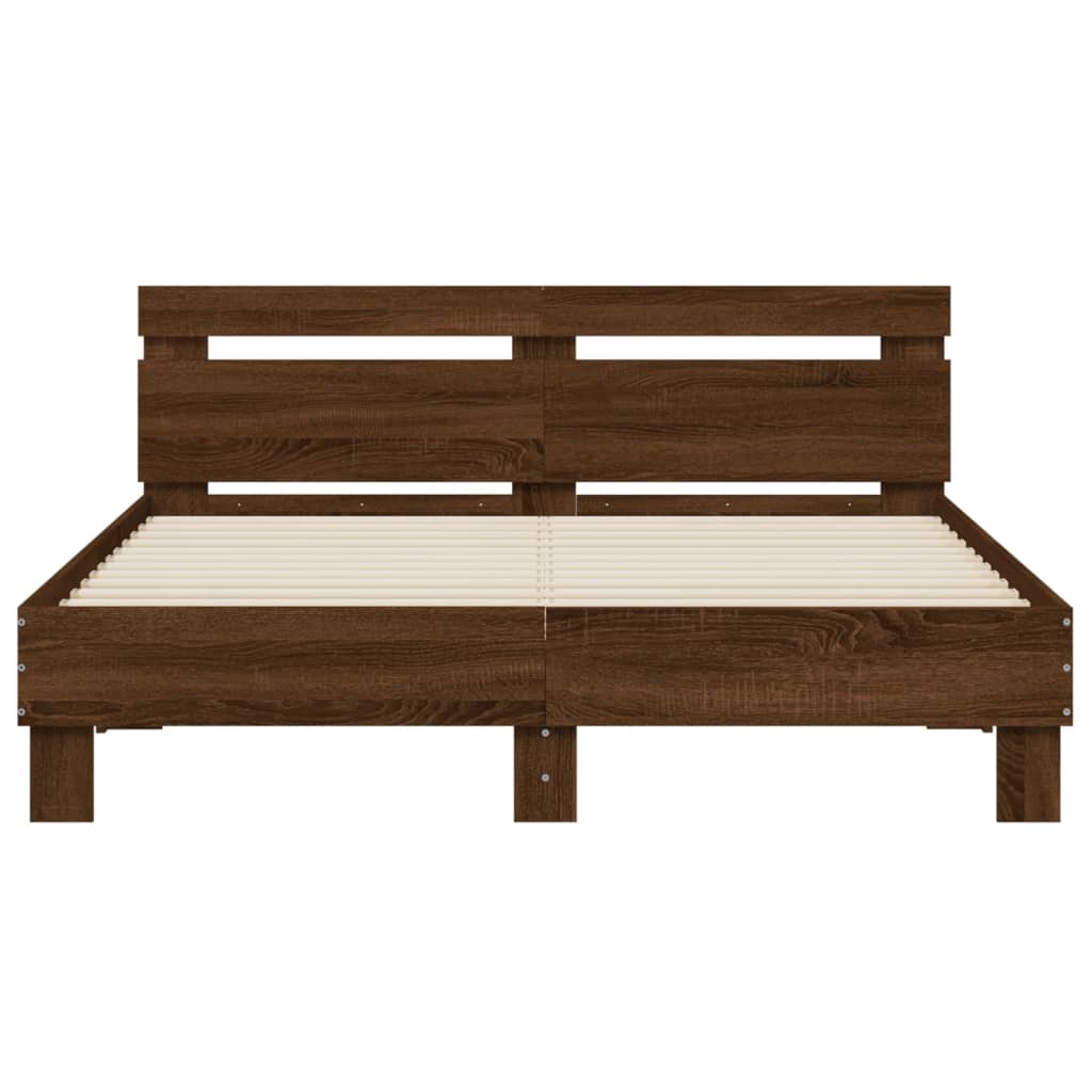 Cadre de lit avec LED sans matelas chêne marron 140x190 cm