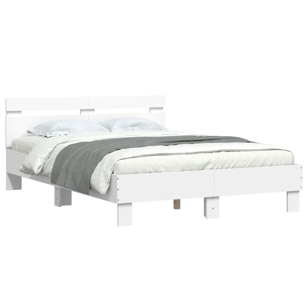 Cadre de lit avec LED sans matelas blanc 135x190 cm