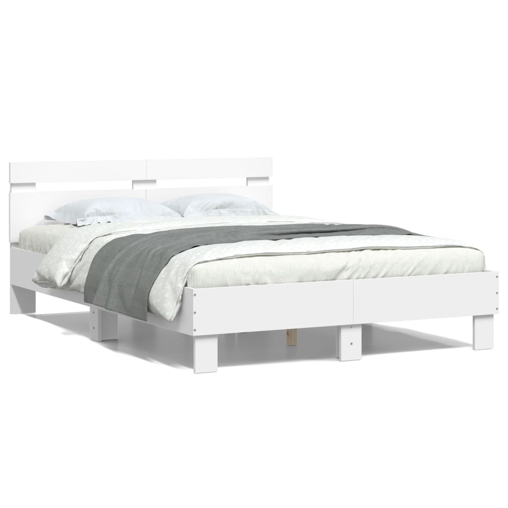 Cadre de lit avec LED sans matelas blanc 135x190 cm