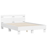 Cadre de lit avec LED sans matelas blanc 135x190 cm