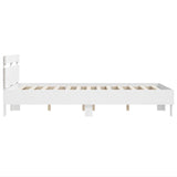 Cadre de lit avec LED sans matelas blanc 135x190 cm