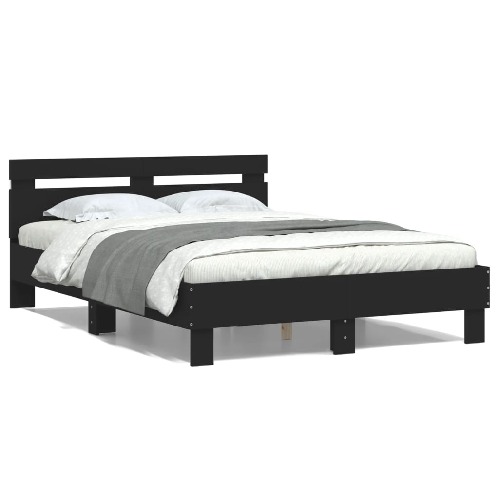 Cadre de lit avec LED sans matelas noir 135x190 cm