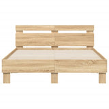 Bed frame with LED without mattress sonoma oak 135x190 cm