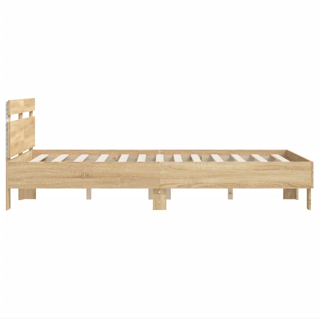 Bed frame with LED without mattress sonoma oak 135x190 cm