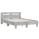 Cadre de lit avec LED sans matelas gris béton 135x190 cm