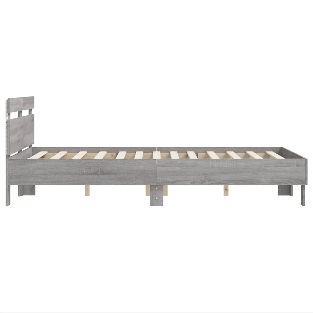 Cadre de lit avec LED sans matelas sonoma gris 135x190 cm