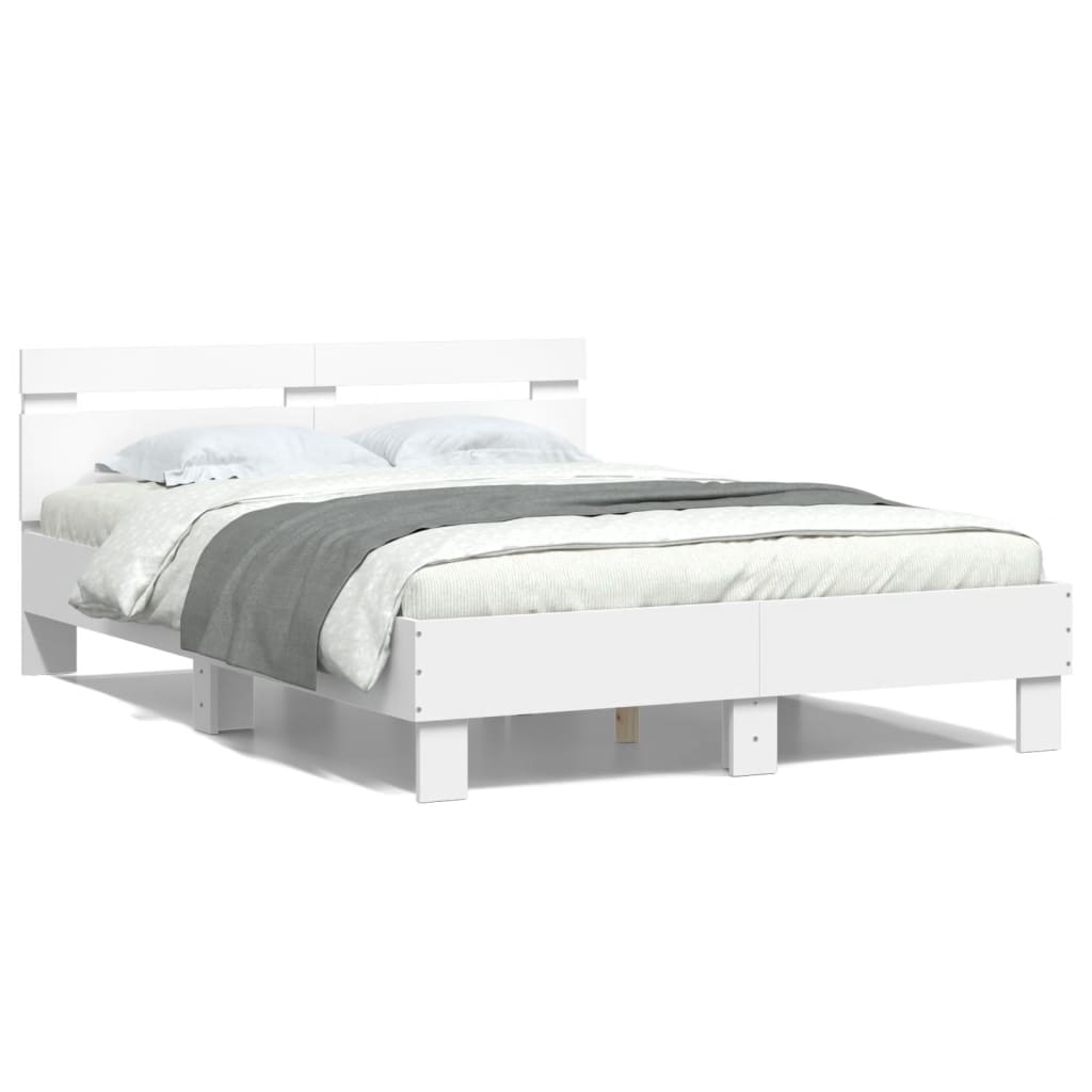 Cadre de lit avec LED sans matelas blanc 120x190 cm