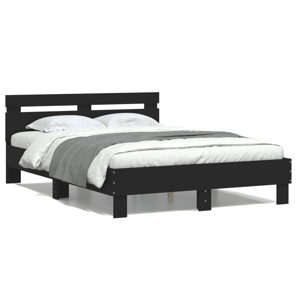 Cadre de lit avec LED sans matelas noir 120x190 cm