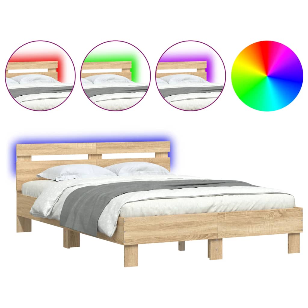 Cadre de lit avec LED sans matelas chêne sonoma 120x190 cm