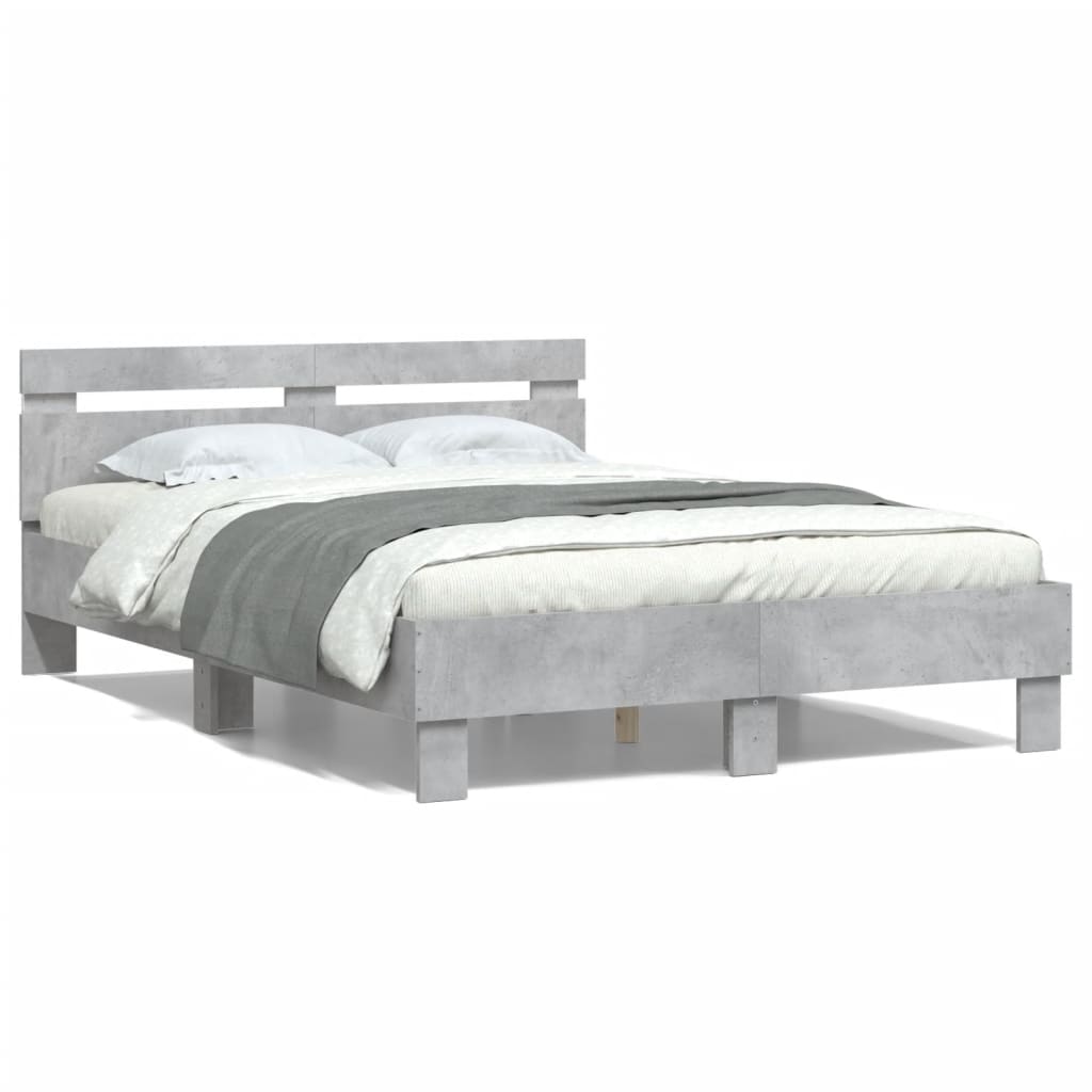 Cadre de lit avec LED sans matelas gris béton 120x190 cm