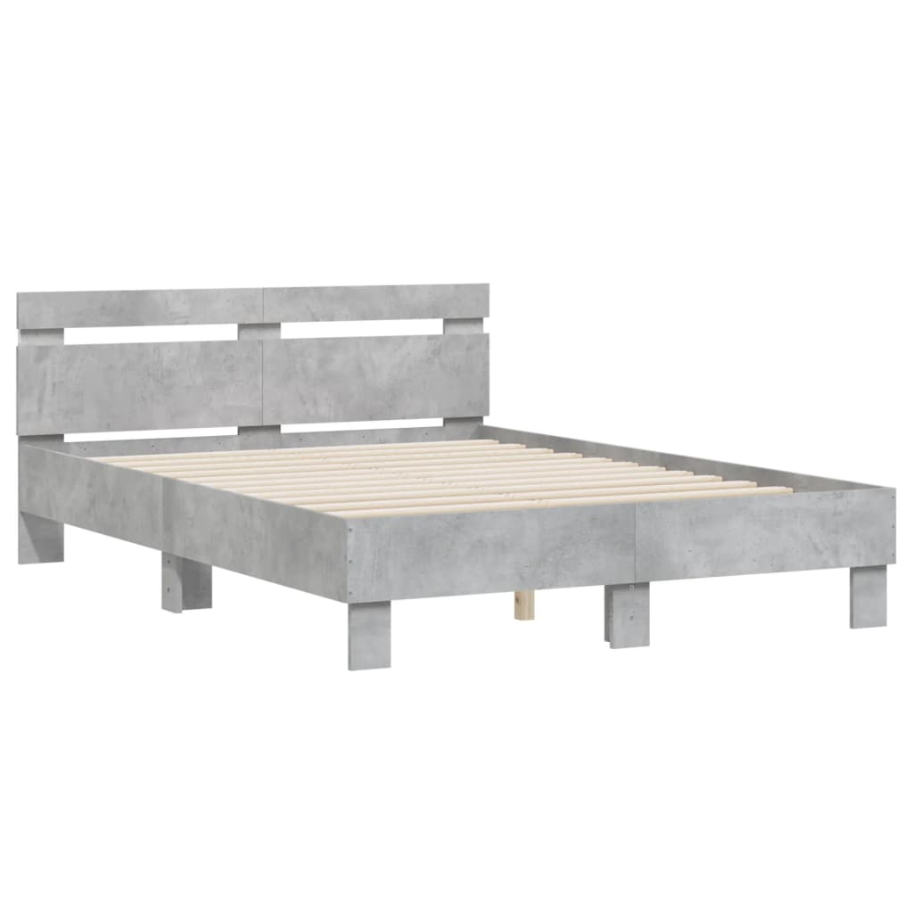 Cadre de lit avec LED sans matelas gris béton 120x190 cm