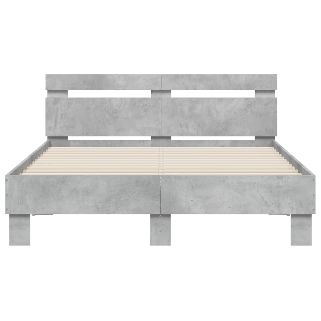 Cadre de lit avec LED sans matelas gris béton 120x190 cm