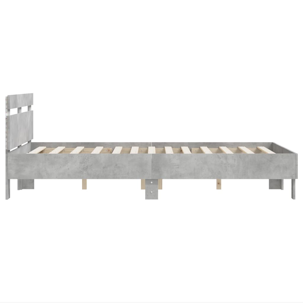 Cadre de lit avec LED sans matelas gris béton 120x190 cm