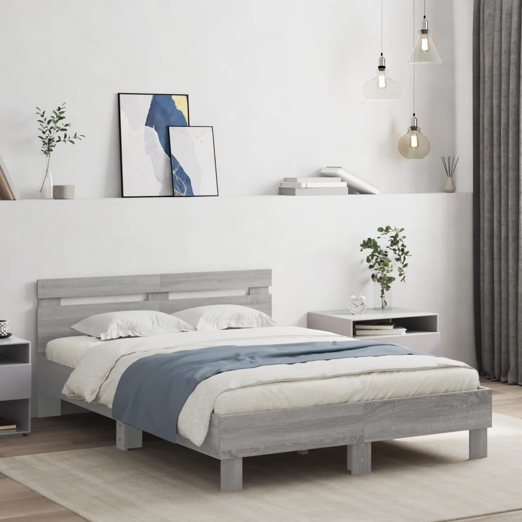 Cadre de lit avec LED sans matelas sonoma gris 120x190 cm