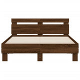 Bed frame with LED without mattress brown oak 120x190 cm