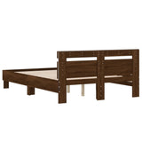 Bed frame with LED without mattress brown oak 120x190 cm