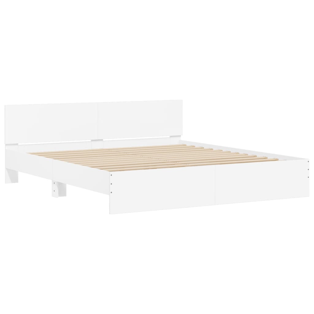 Cadre de lit avec LED sans matelas blanc 200x200 cm