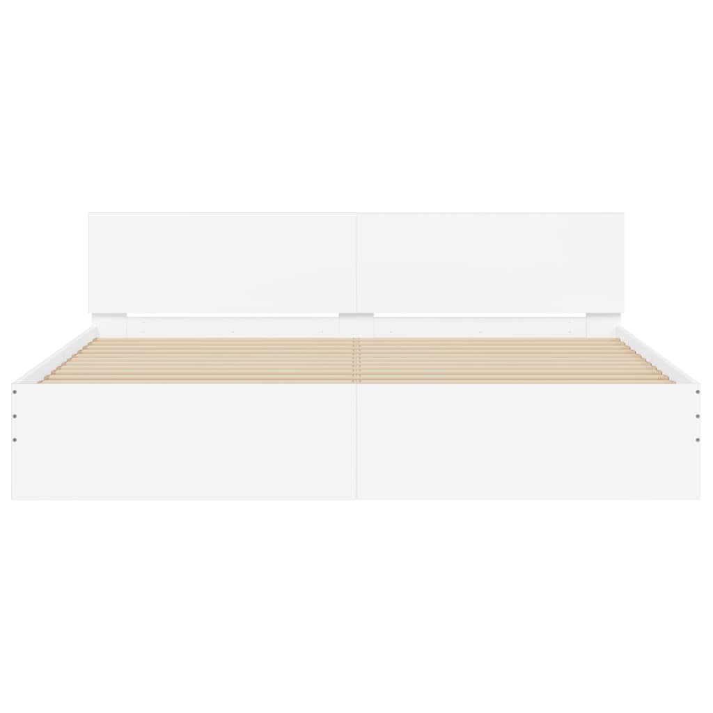 Cadre de lit avec LED sans matelas blanc 200x200 cm