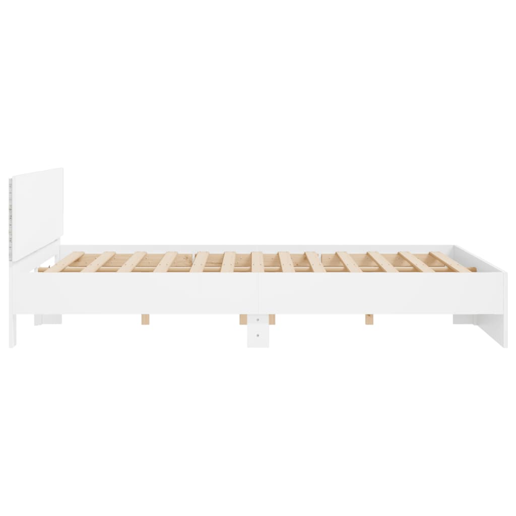 Cadre de lit avec LED sans matelas blanc 200x200 cm