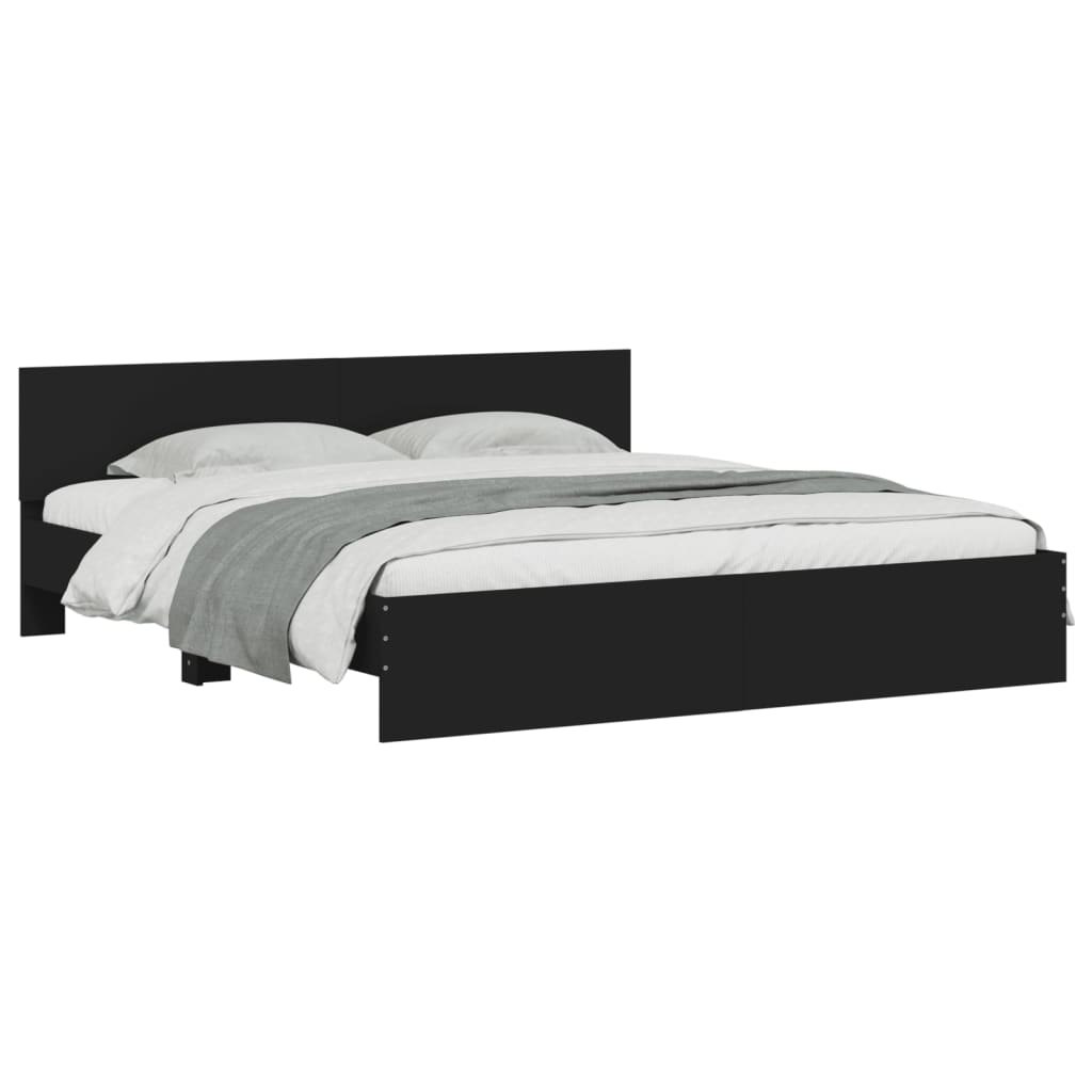 Cadre de lit avec LED sans matelas noir 200x200 cm