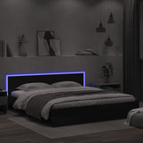 Bed frame with LED without mattress black 200x200 cm