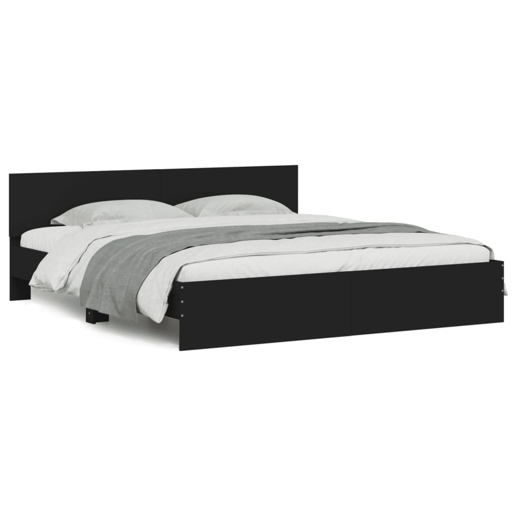 Bed frame with LED without mattress black 200x200 cm