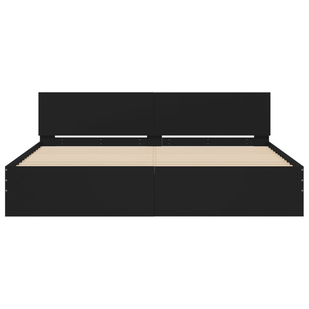 Bed frame with LED without mattress black 200x200 cm