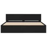 Bed frame with LED without mattress black 200x200 cm