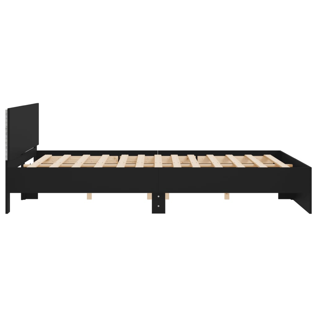 Cadre de lit avec LED sans matelas noir 200x200 cm