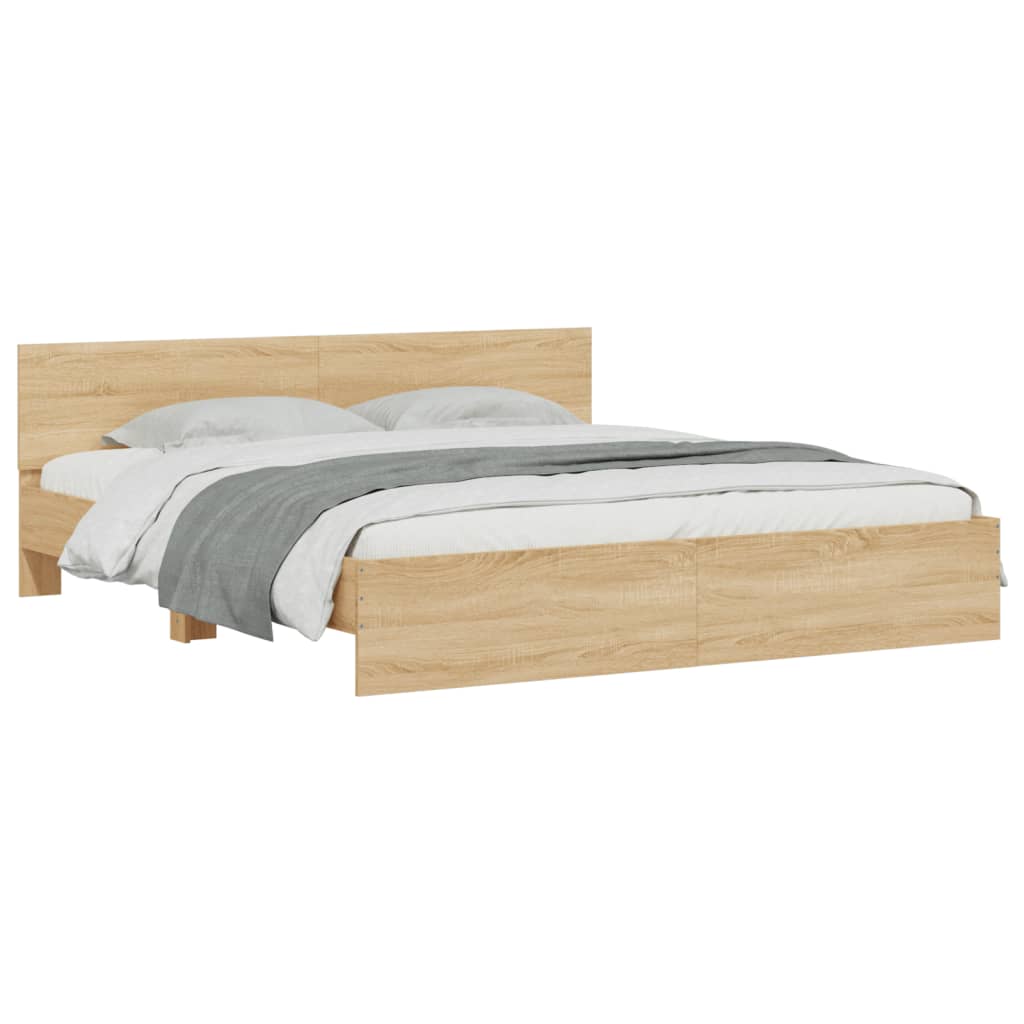 Cadre de lit avec LED sans matelas chêne sonoma 200x200 cm