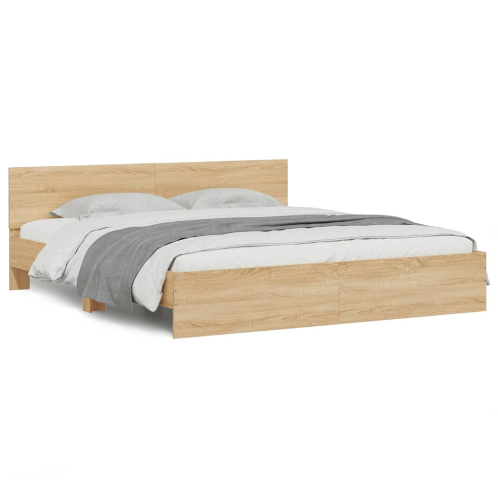 Cadre de lit avec LED sans matelas chêne sonoma 200x200 cm