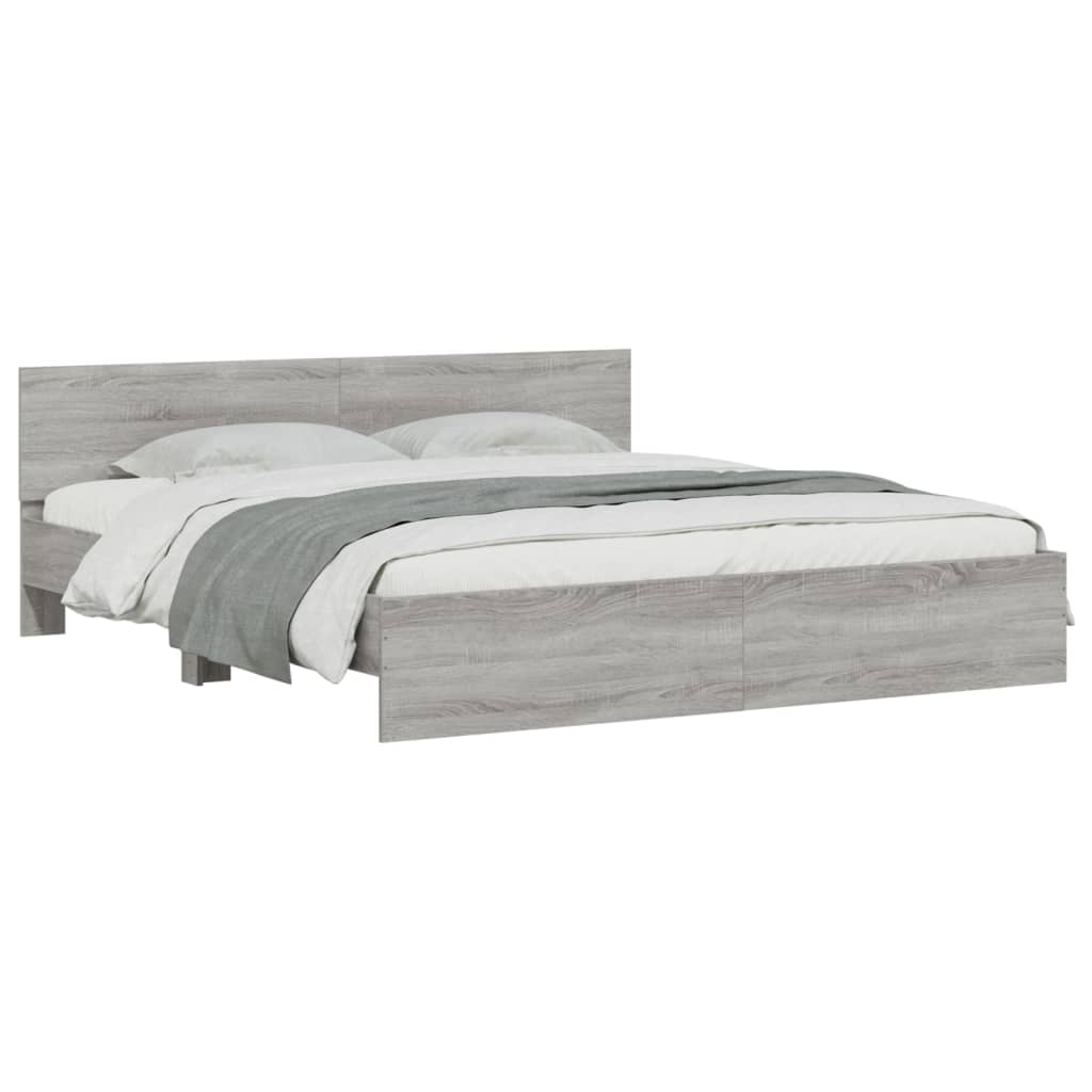 Cadre de lit avec LED sans matelas sonoma gris 200x200 cm