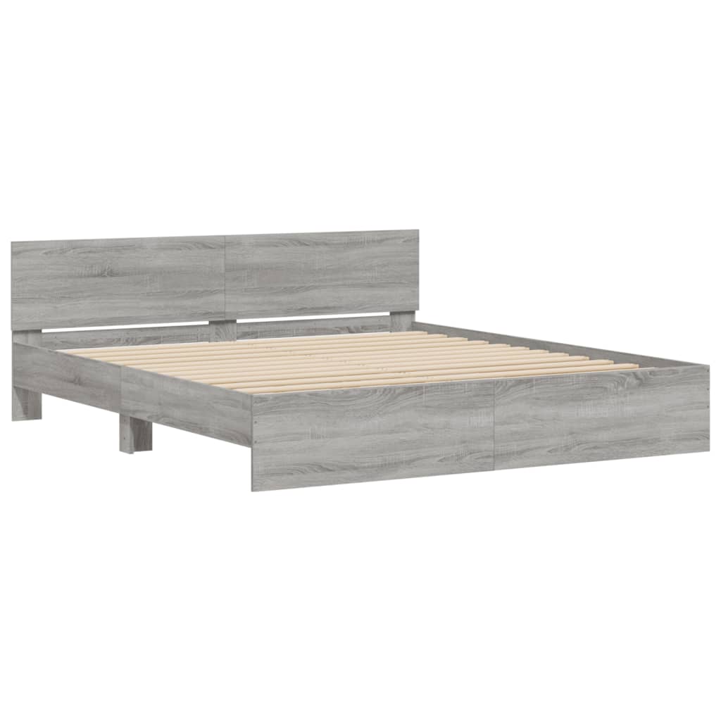 Cadre de lit avec LED sans matelas sonoma gris 200x200 cm