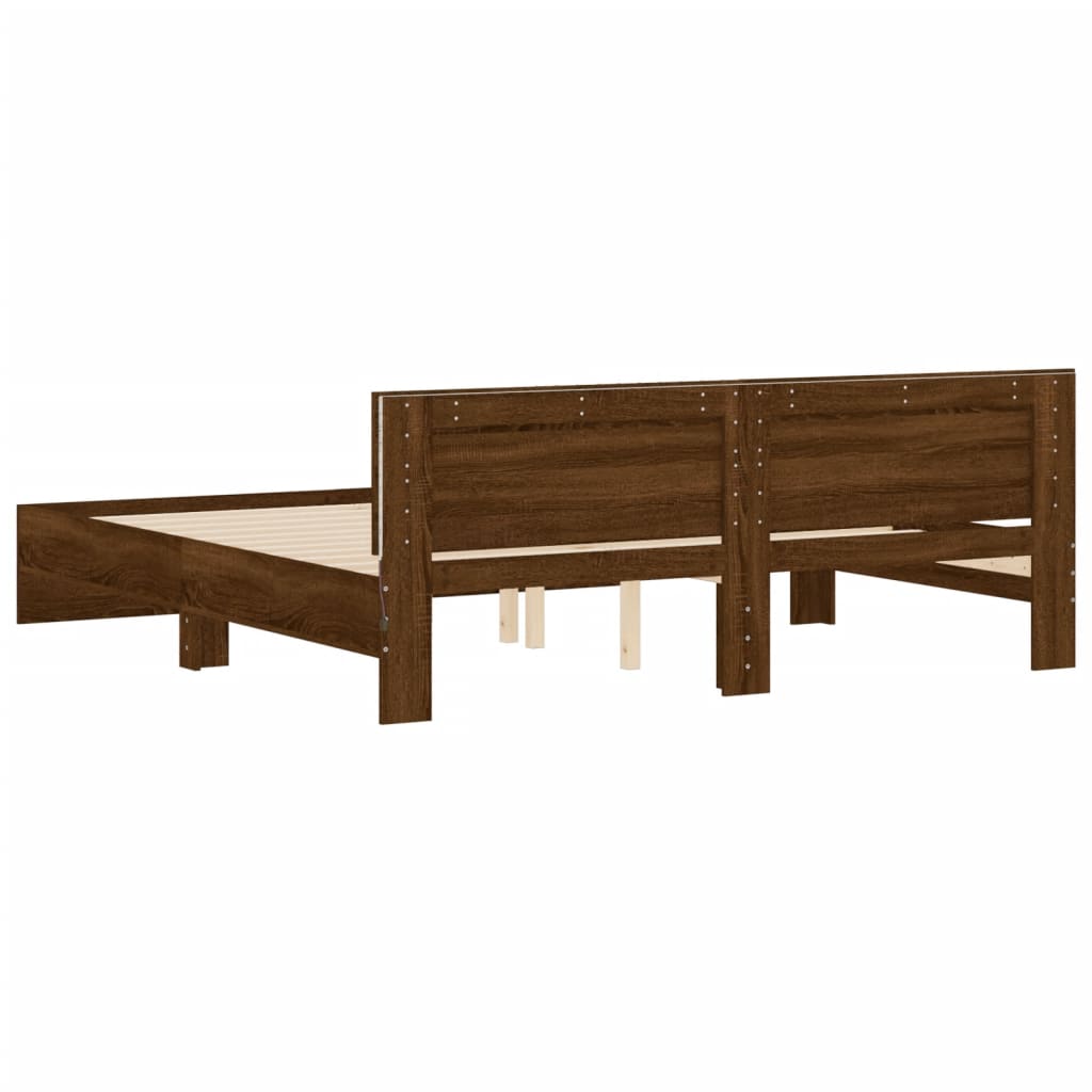 Cadre de lit avec LED sans matelas chêne marron 200x200 cm