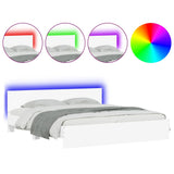 Bed frame with LED without mattress white 180x200 cm