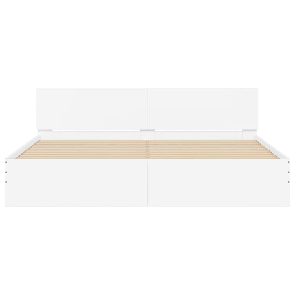 Bed frame with LED without mattress white 180x200 cm