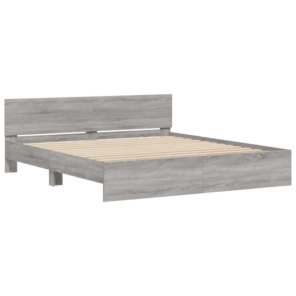 Cadre de lit avec LED sans matelas sonoma gris 180x200 cm